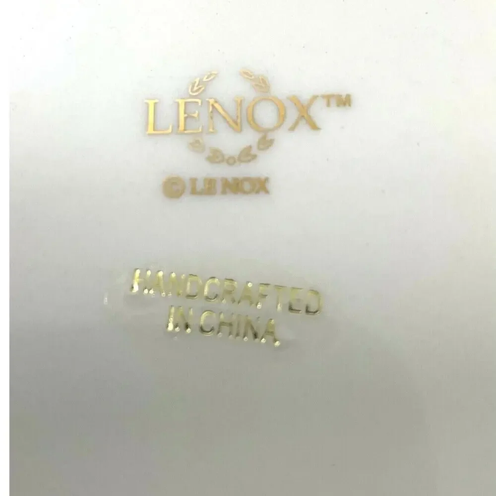 2 Lenox Bowls Ivory Embossed Rose Floral Scalloped Edge Handcraft‎ Goldtone Trim